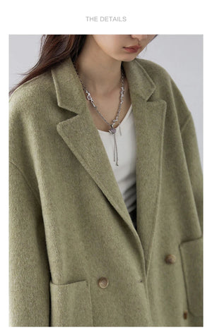 VILZSTUDIOS Chic Woolen Double Breasted Coat