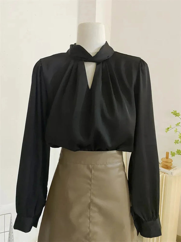 Elegant Lace-Up Blouse