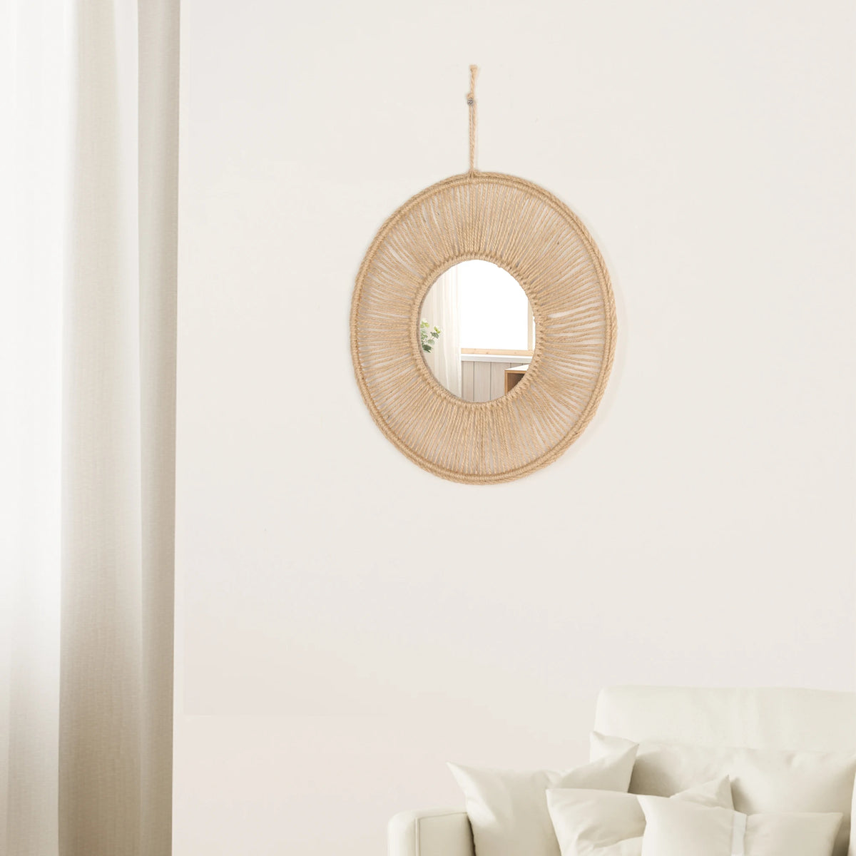 VILZSTUDIOS Handmade hemp rope mirror decoration mirror living room background decoration hallway shopping mall famous hotel wall decor