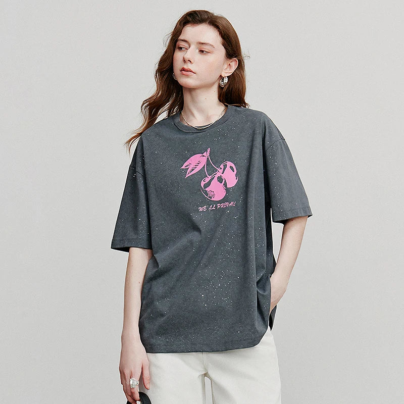 VILZSTUDIOS Cherry Printed Summer T-Shirt