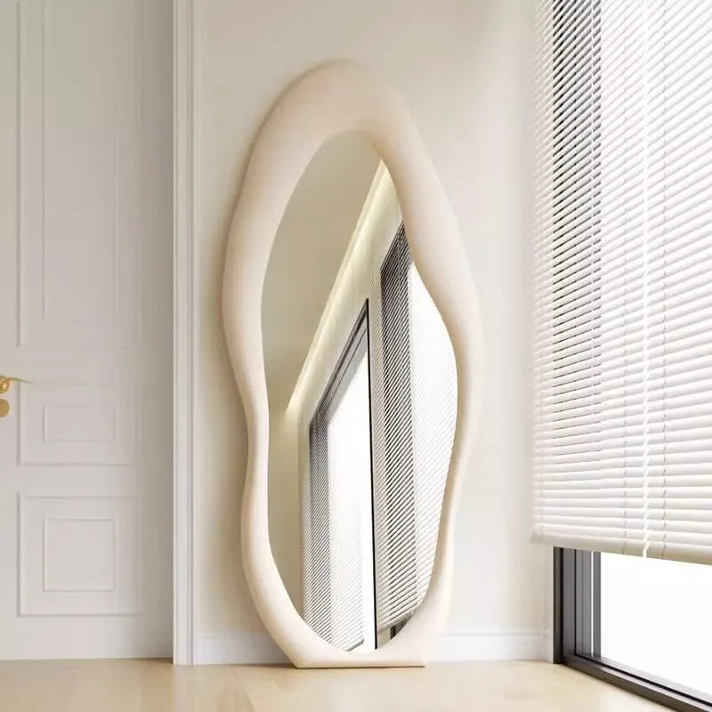 VILZSTUDIOS Full-length mirror Floor-to-ceiling Bedroom full-length mirror Special-shaped irregular cream ins wind fitting mirror