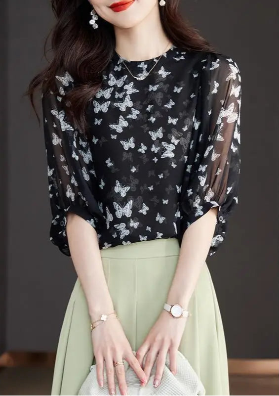 VILZSTUDIOS Lightweight Western Style Chiffon Blouse