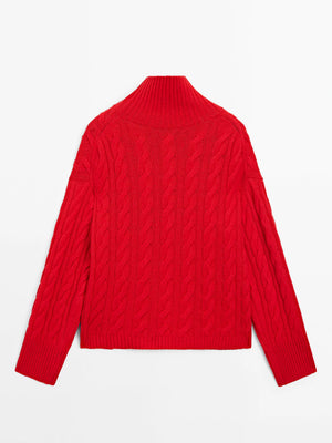 VILZSTUDIOS Red Tweed High Neck Sweater