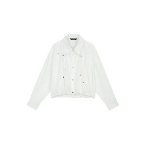 VILZSTUDIOS Stylish Loose Button Dots Shirt