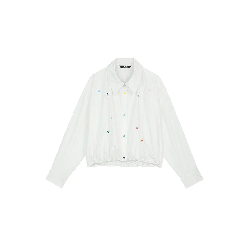 VILZSTUDIOS Stylish Loose Button Dots Shirt