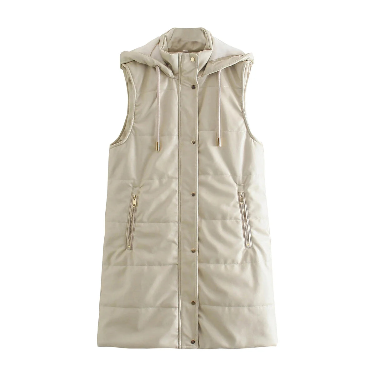 VILZSTUDIOS Thickened Warm Hooded Leather Sleeveless Vest