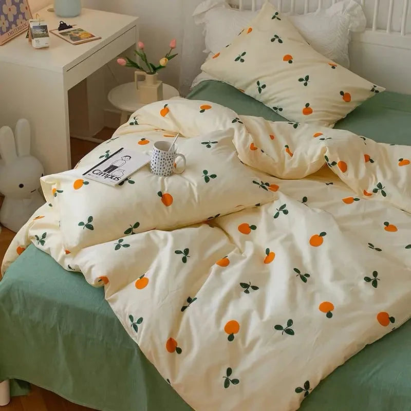 VILZSTUDIOS Soft Cherry Floral Duvet Cover Bedding Set