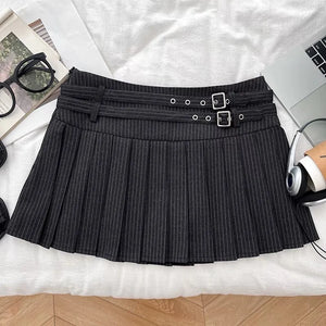 VILZSTUDIOS Spicy American Retro Striped Mini Skirt
