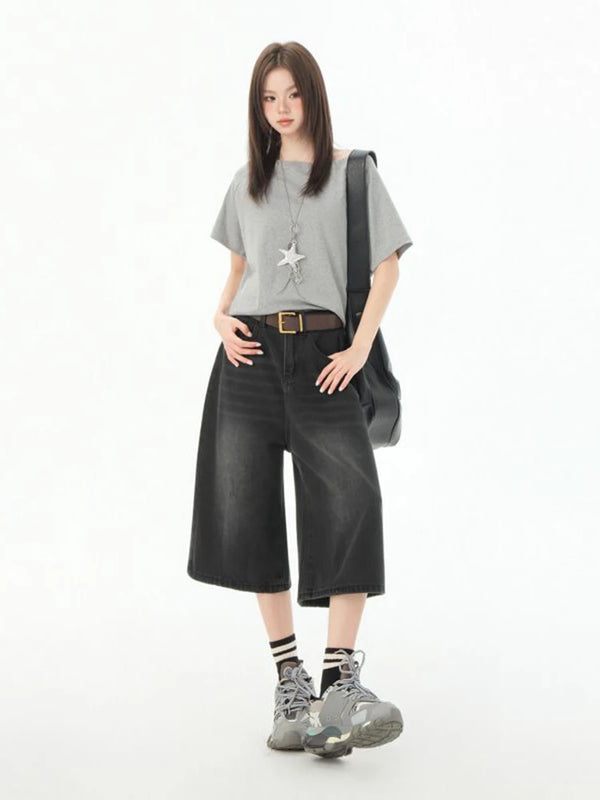 Vintage Washed Baggy Wide-Leg Denim Jeans