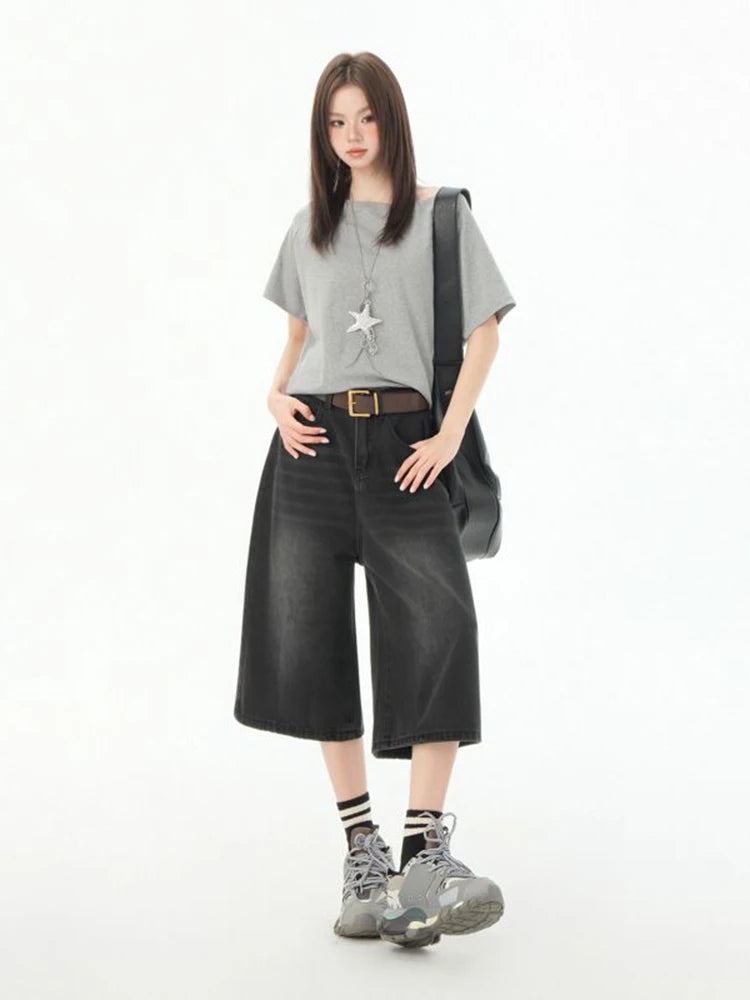 VILZSTUDIOS Vintage Washed Baggy Wide-Leg Denim Jeans