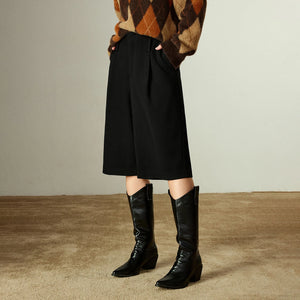 VILZSTUDIOS Warm Pleated Wide Leg Capris Shorts