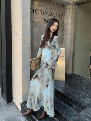 VILZSTUDIOS Pleated French Designer Maxi Dress