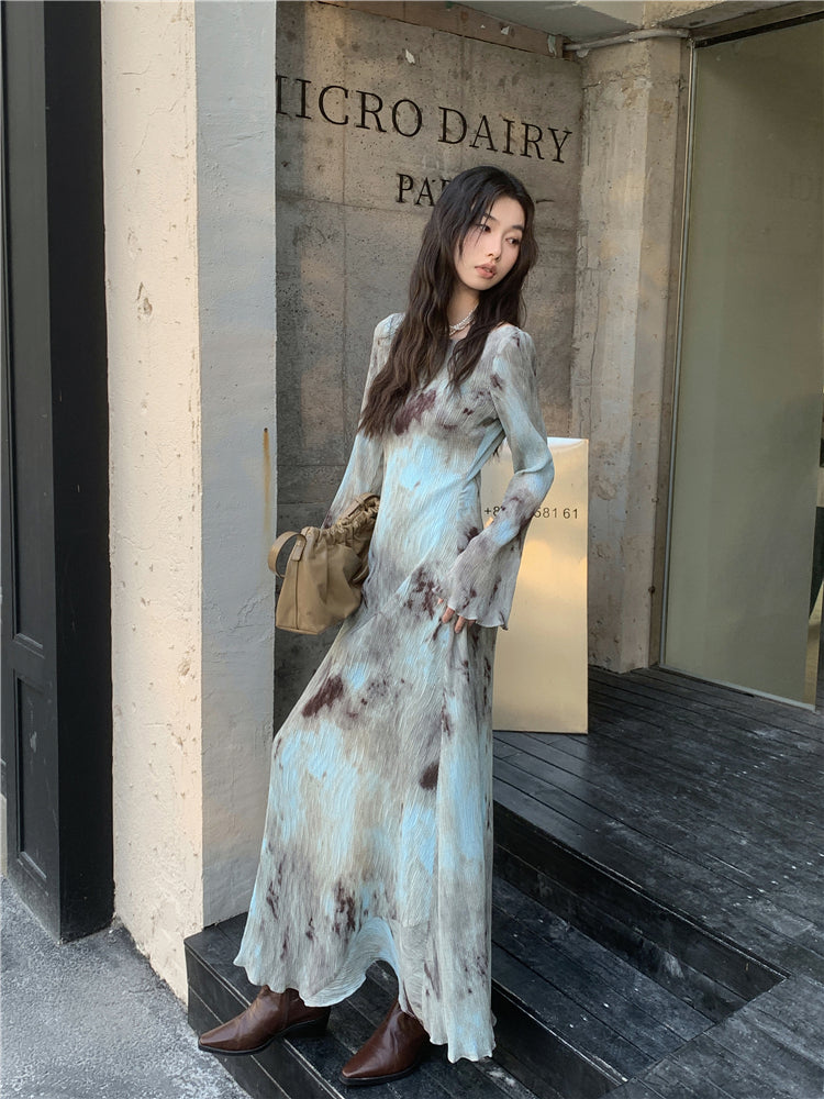 VILZSTUDIOS Pleated French Designer Maxi Dress