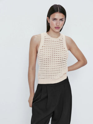 VILZSTUDIOS Sleeveless Knit Openwork Tank Top
