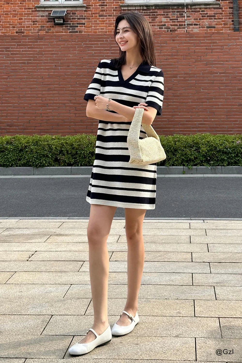VILZSTUDIOS Fashionable Striped Mini Dress