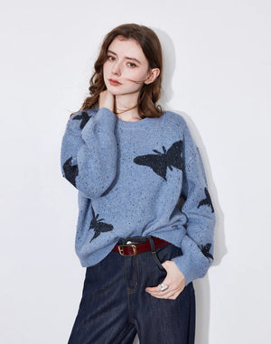 VILZSTUDIOS Butterfly Bead Jacquard Sweater