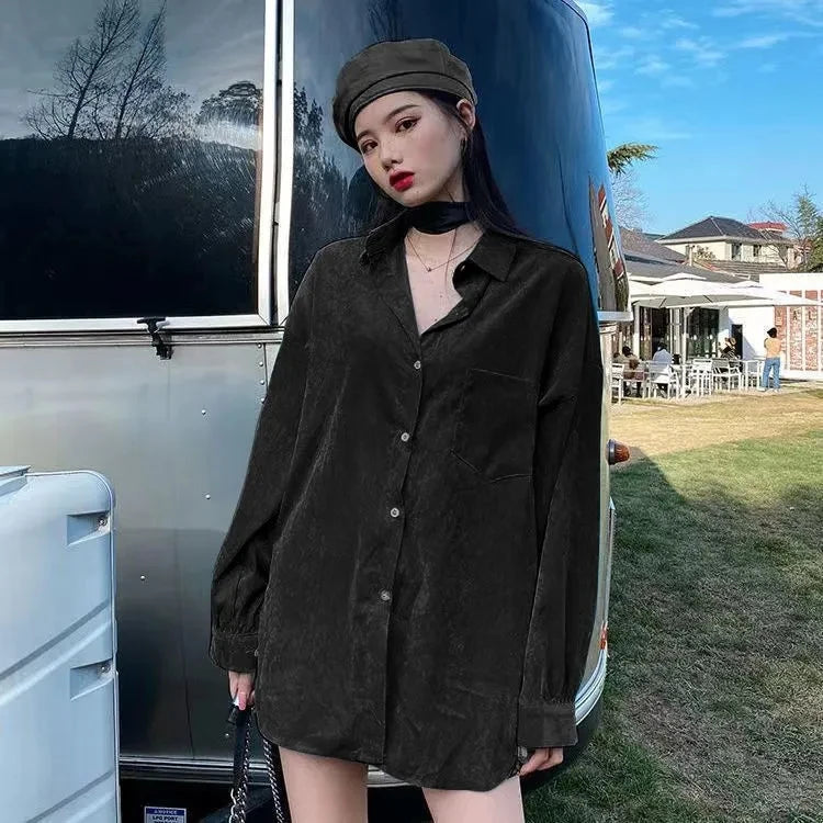VILZSTUDIOS Suede Vintage Polo Collar Shirt