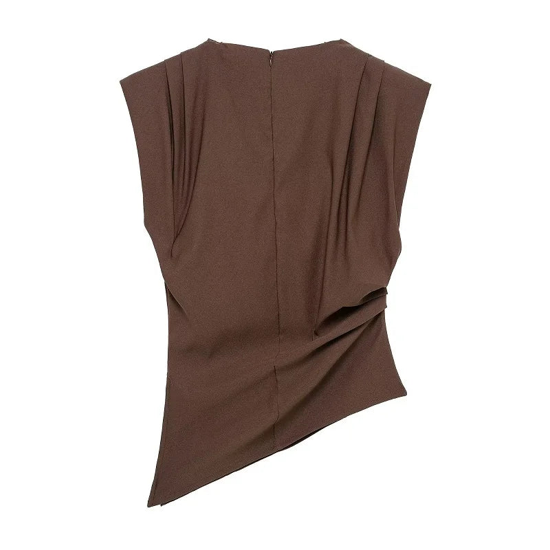 VILZSTUDIOS Chic Ruched Asymmetric Top