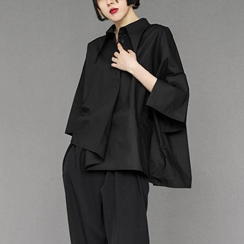 VILZSTUDIOS Chic Gothic Chiffon Black Shirt
