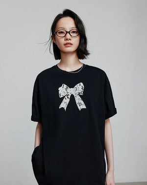 VILZSTUDIOS Stylish Short Sleeve with Small Bowknot T-Shirt