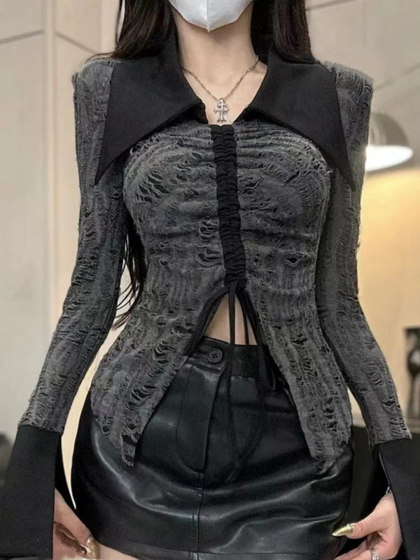 Gothic Long Sleeved Drawstring Top