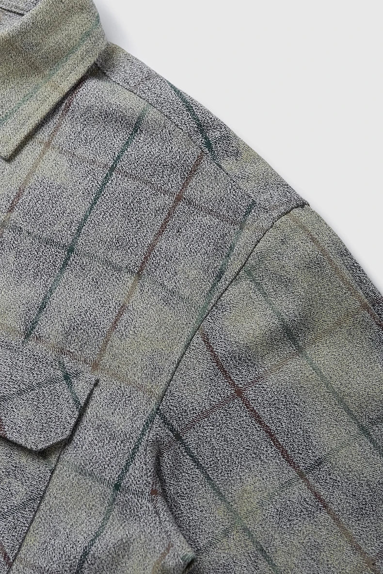 VILZSTUDIOS Retro Plaid Oversized Long-Sleeved Shirt