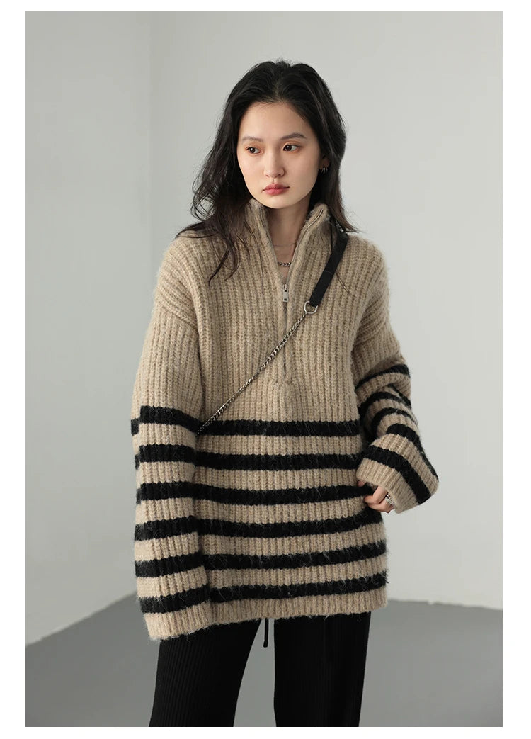 VILZSTUDIOS Cozy Chic Oversize Zip-Up Sweater