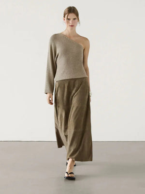 VILZSTUDIOS Asymmetrical Knitted One Shoulder Sweater