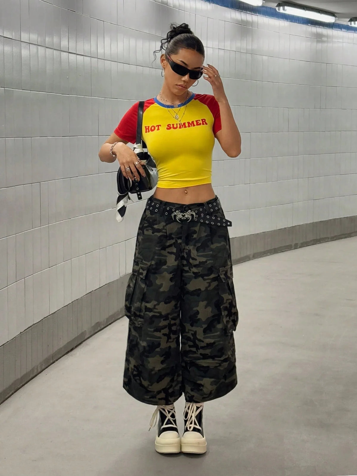 VILZSTUDIOS Sexy Slim Fit Letter Print baby Tee