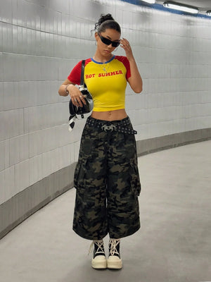 VILZSTUDIOS Sexy Slim Fit Letter Print baby Tee