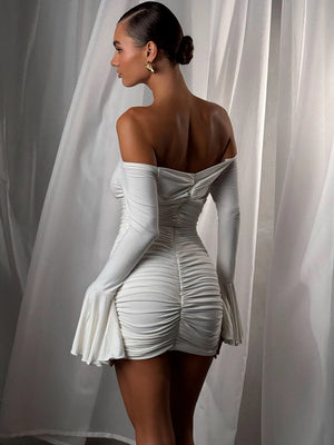VILZSTUDIOS Flower Sexy Off Shoulder Mini Dress
