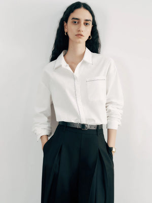 VILZSTUDIOS Minimalist Contrast Trim Cotton Shirt