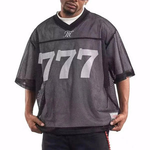 VILZSTUDIOS Breathable Mesh Hollow Short-Sleeved Retro T-Shirt