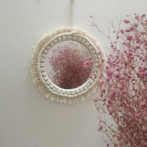 VILZSTUDIOS Boho Macrame Wall Mirror Home Decor Decorative Mirrors Aesthetic Room Decor Wall Mirrors for Living Room Bathroom Decoration