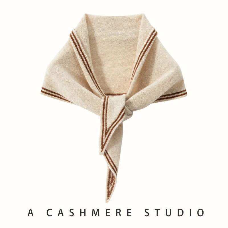 VILZSTUDIOS High Quality Autumn Winter Women 100% Cashmere Scarves 2025 NoveltyTriangular  Knitted Warm Female Scarf Shawl130*35