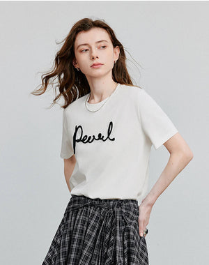VILZSTUDIOS Comfortable Letter Print Round Neck T-Shirt