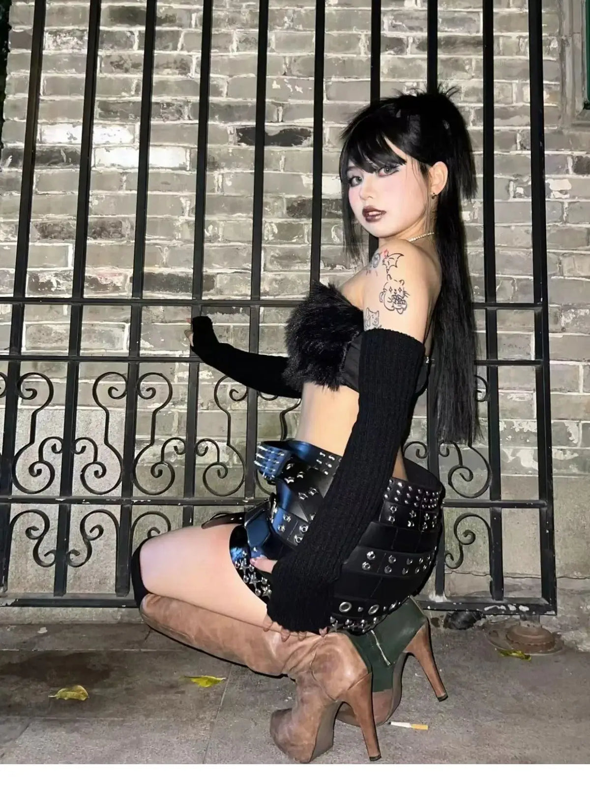 VILZSTUDIOS Luxury Black PU Leather Mini Skirt