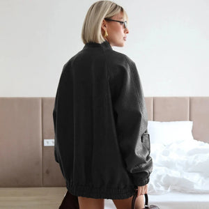 VILZSTUDIOS Stylish Loose Leather Jacket