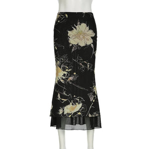 VILZSTUDIOS Dark Gothic Aesthetic Mesh Layered Skirt