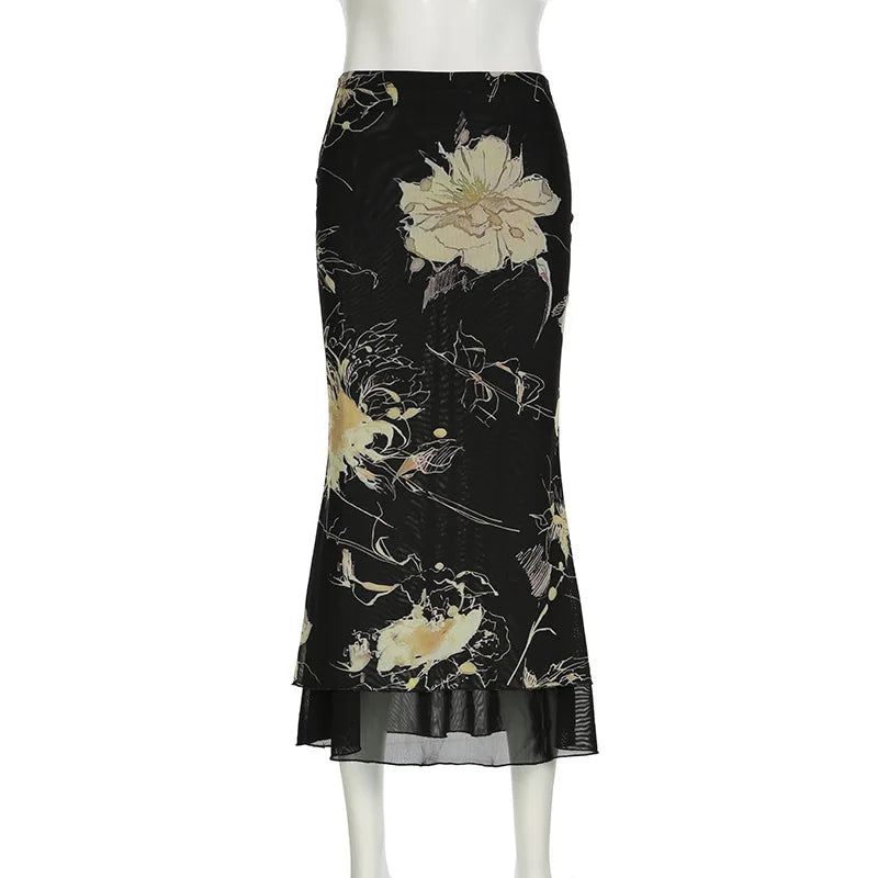 VILZSTUDIOS Dark Gothic Aesthetic Mesh Layered Skirt