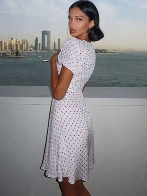 VILZSTUDIOS Elegant Polka Dot Zipper Mini Dress