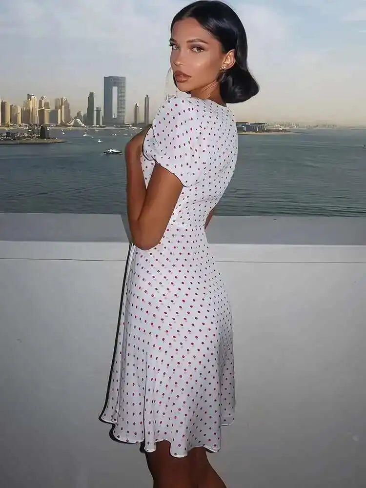 VILZSTUDIOS Elegant Polka Dot Zipper Mini Dress