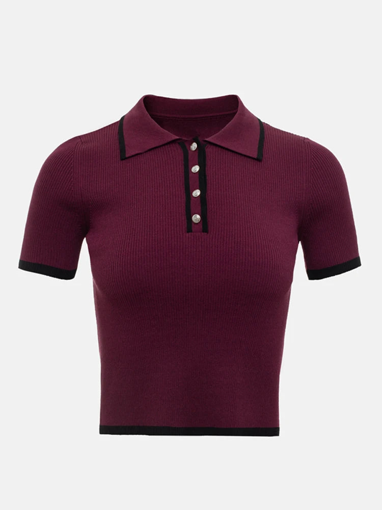 VILZSTUDIOS Chic Slim Fit Knit T-shirt