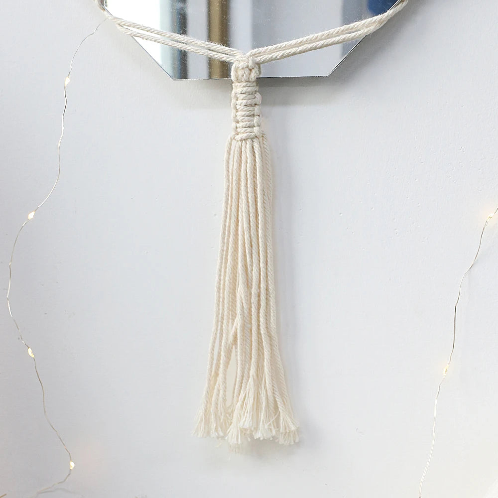 VILZSTUDIOS Boho Macrame Wall Mirror Home Decor Decorative Mirrors Aesthetic Room Decor Wall Mirrors for Living Room Bathroom Decoration