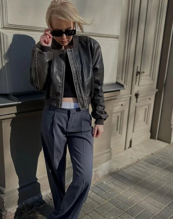 VILZSTUDIOS Vintage Leather Bomber Jacket