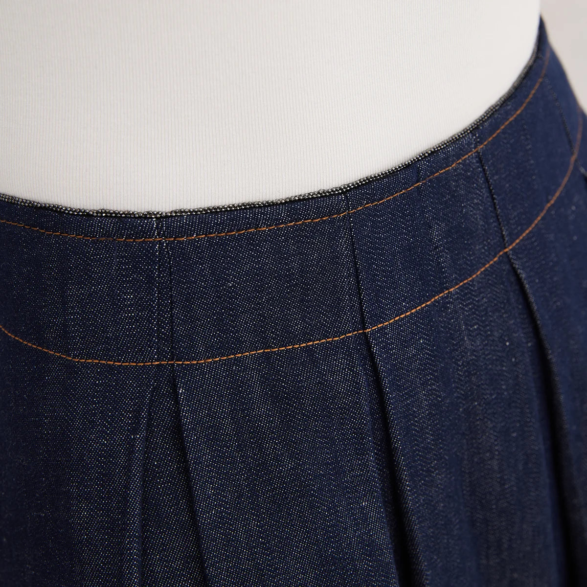 VILZSTUDIOS Luxury High Quality Linen Denim Skirt