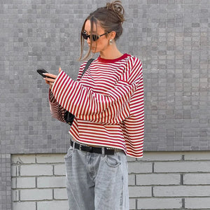 VILZSTUDIOS Loose Striped Long Sleeve Top