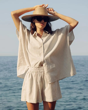 VILZSTUDIOS Casual Striped Linen Cotton Shirt