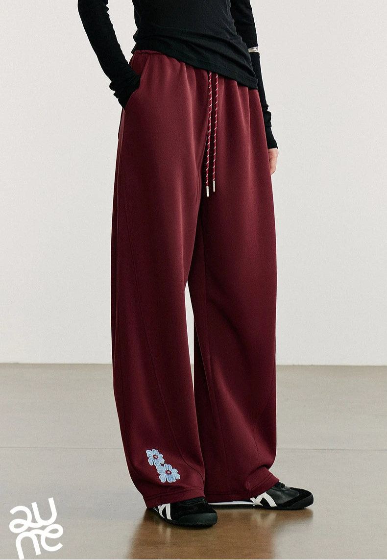 VILZSTUDIOS Green Velvet Embroidered Drawstring Sweatpants