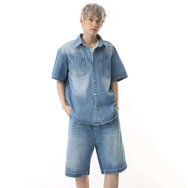 Lockeres zweiteiliges Denim-Set